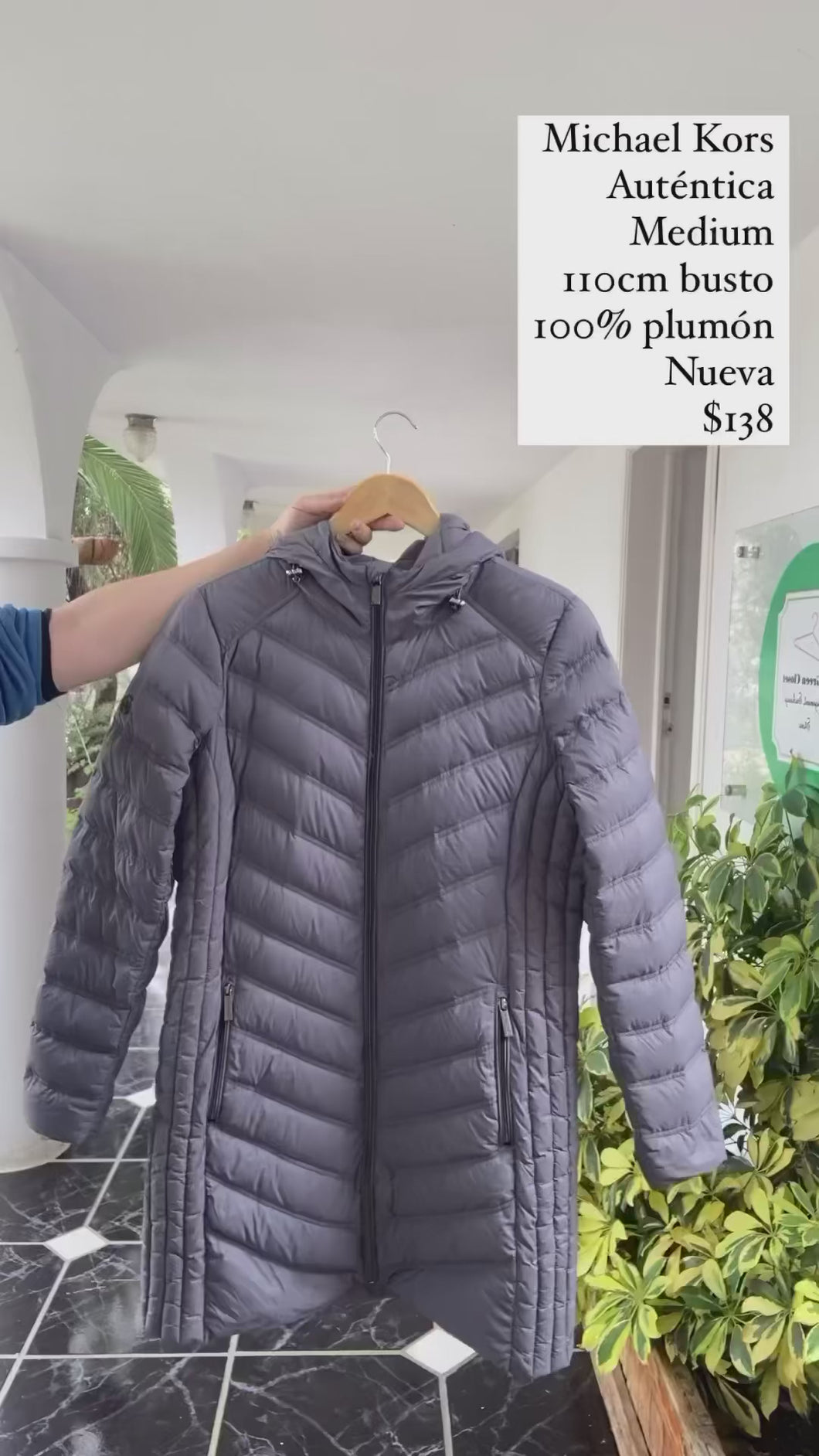 Casaca plumón ultra liviano Michael Kors Medium Nueva